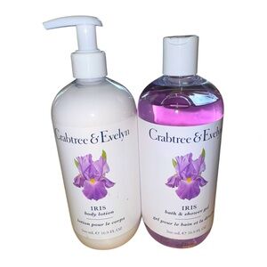 Crabtree & Evelyn Iris Body Lotion & Bath And Shower Gel Wash 16.9 oz Each